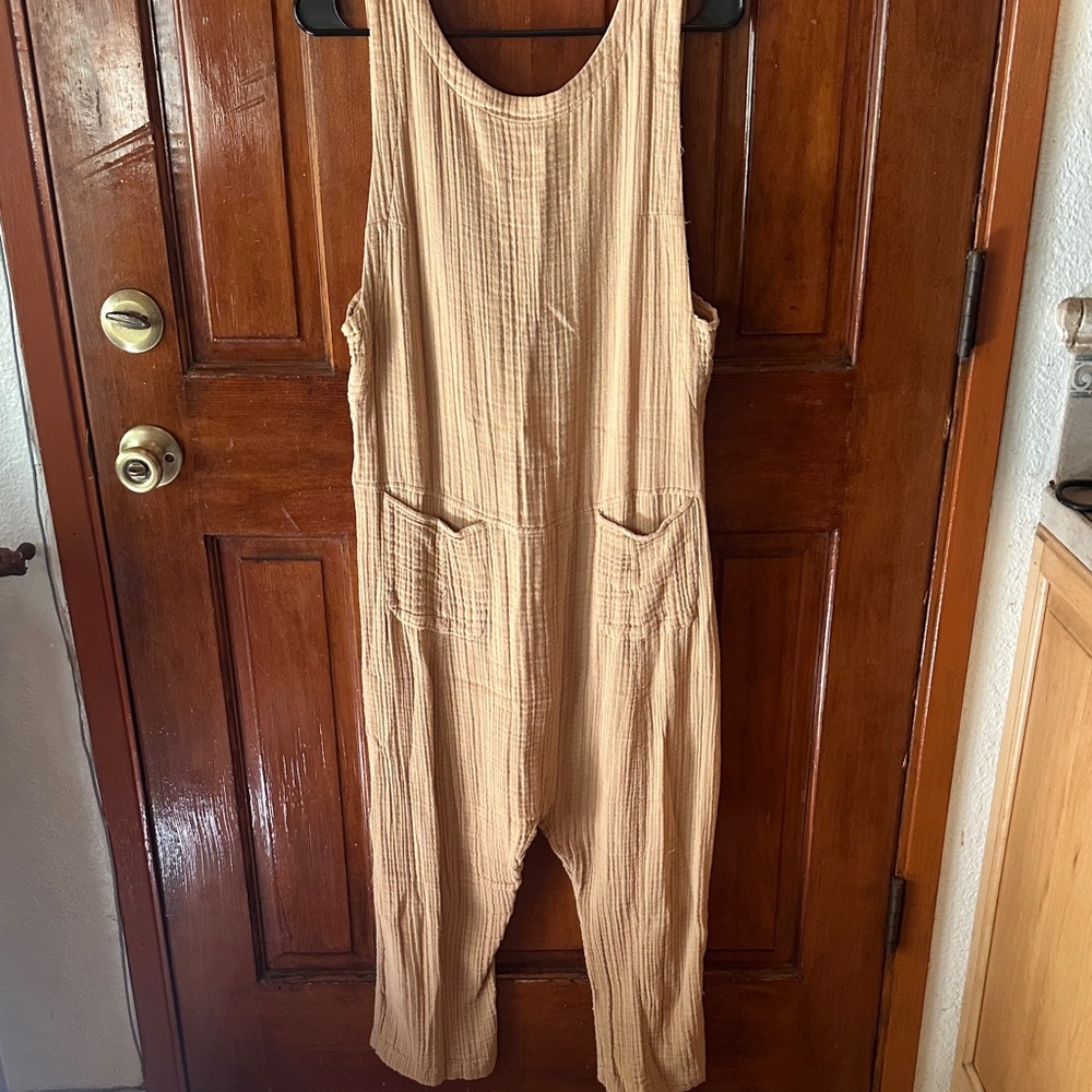 Free People Tan Sleeveless Jumpsuit